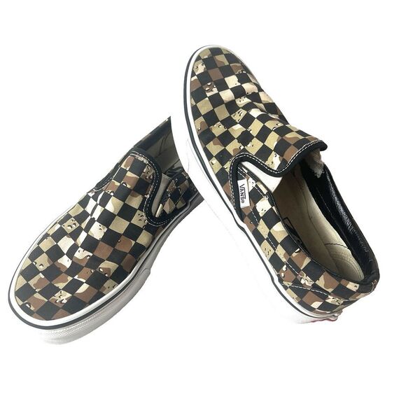 Vans Classic Slip On Skate Shoes Black/Brown Check Women's Sz 8 Sneaker Mens 6.5 - Picture 1 of 10
